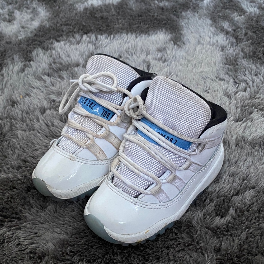 Nike Kids White and Blue High-Top Sneakers